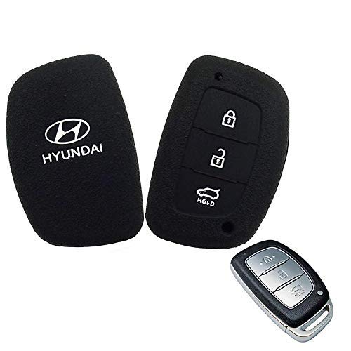 Car Silicone Rubber Key Cover for Hyundai Creta / i20 Elite - (Black)
