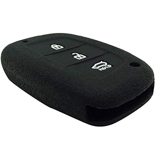 Car Silicone Rubber Key Cover for Hyundai Creta / i20 Elite - (Black)
