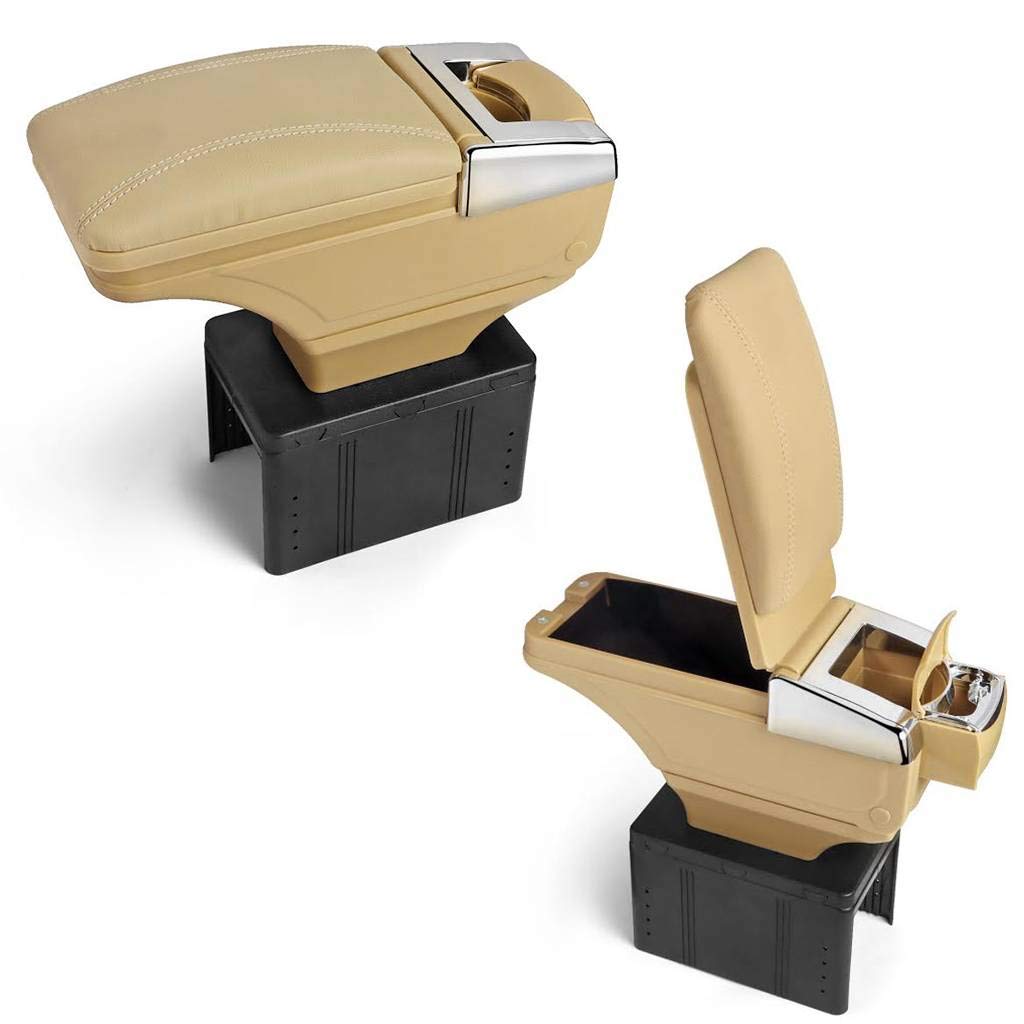 MIZZEO Car Armrest with Glass Holder + Ashtray Beige