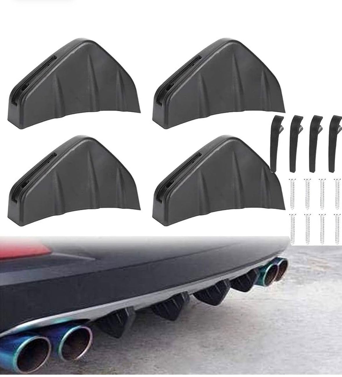 AUTO MT 4 PCS Car Rear Bumper Lip Spoiler