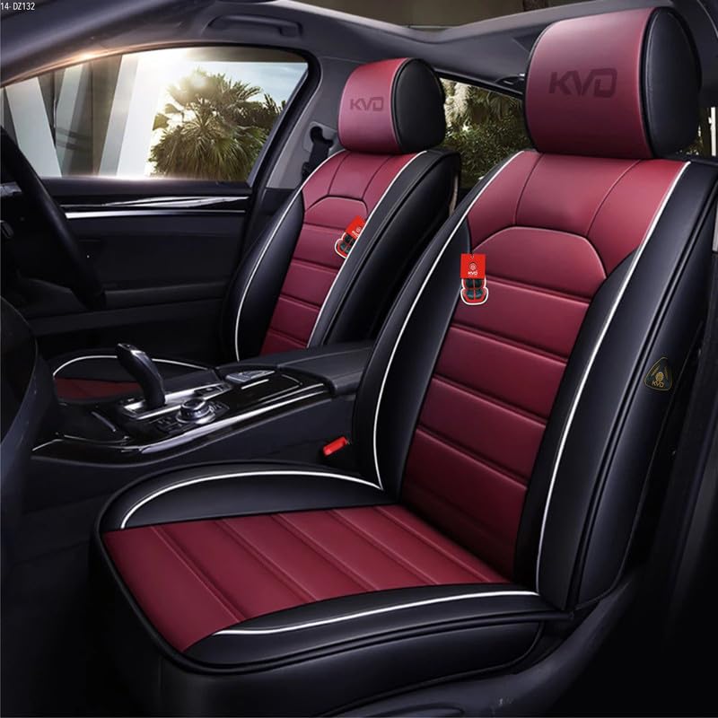 KVD AUTOZONE Heavy Nappa Luxury Car Seat Cover Compatible with Maruti Suzuki Ciaz Black + Wine Red (5 Year Warranty) - Dz132/48