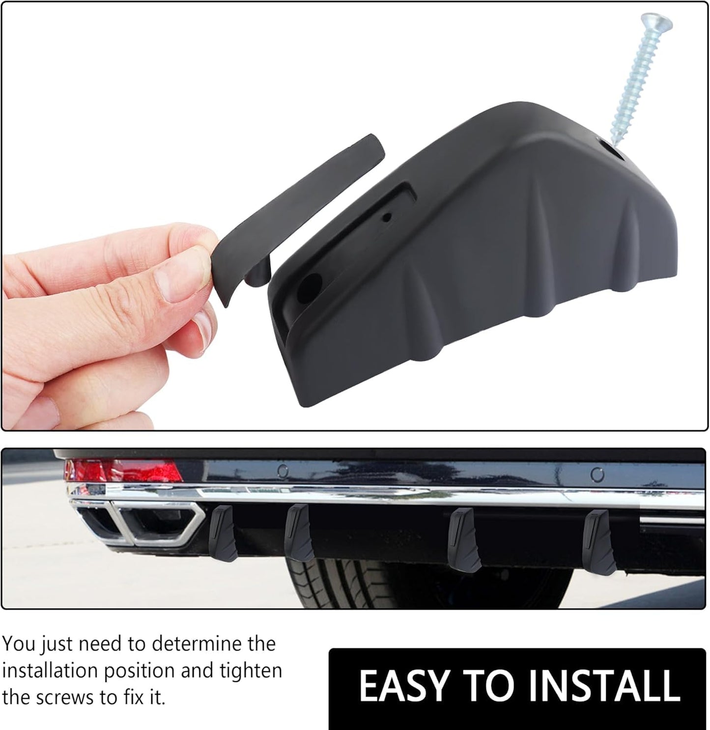 HUUSO 4 Pack Shark Fin Rear Bumper Diffuser Black