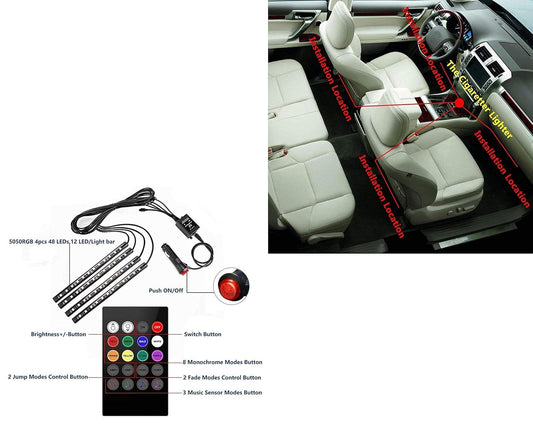 LED RGB Car Interior Decorative Atmosphere Strip Music reactive