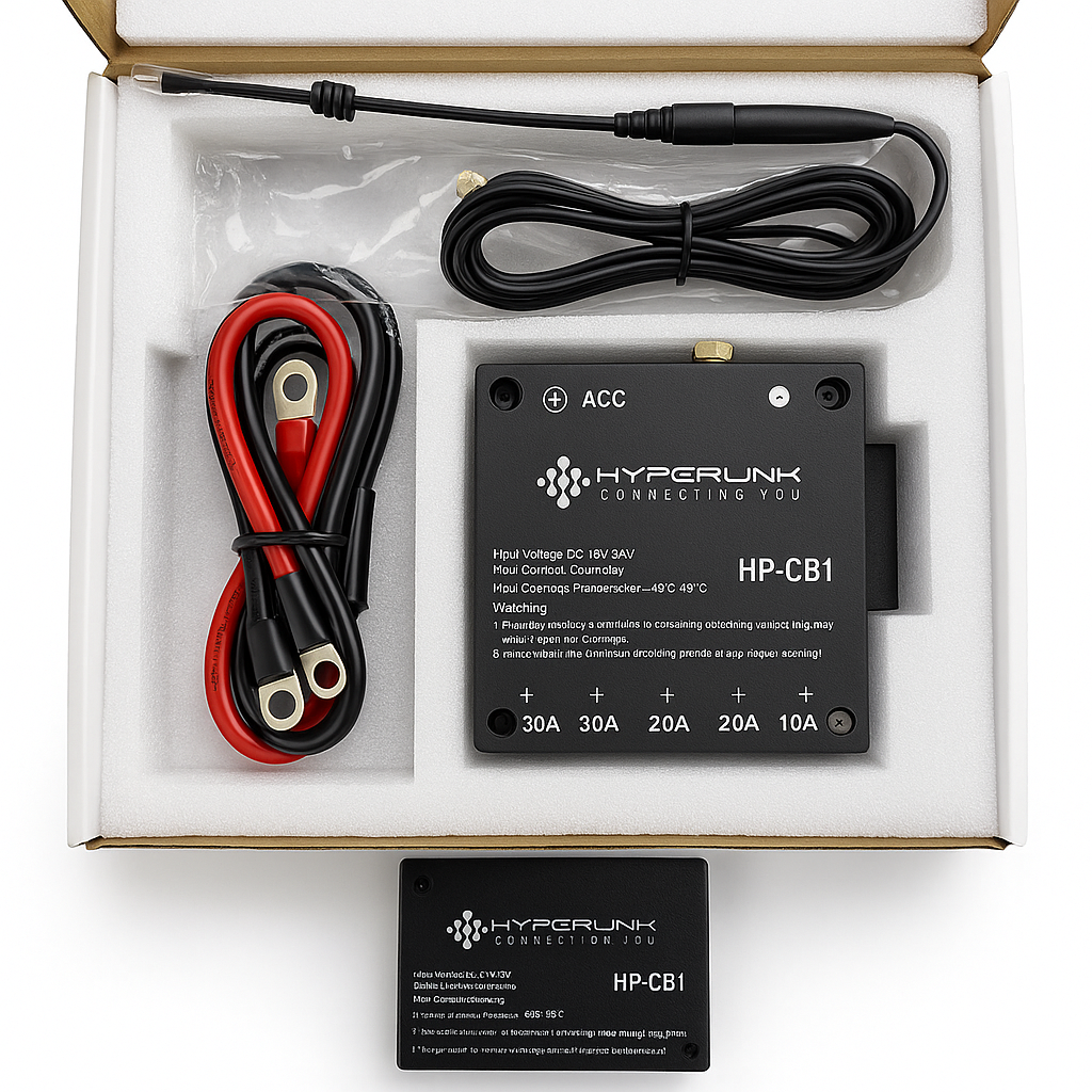 Hyperunk car audio component set with cables and connectors in a box