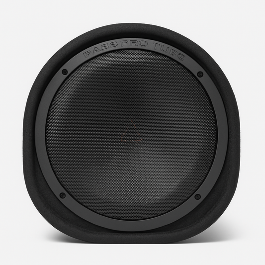 Black subwoofer with 'PASSPRO' branding on a white background