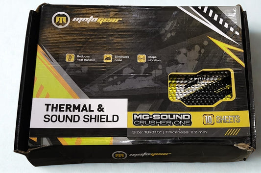 MotoGear thermal and sound shield packaging on a white background