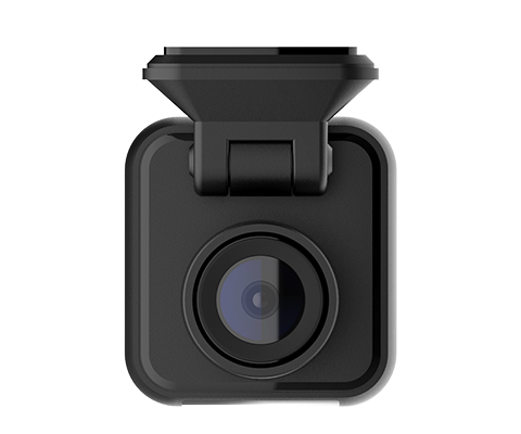 Black car dashboard camera on a white background