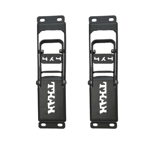 Two black metal latches with 'THAT' branding on a white background