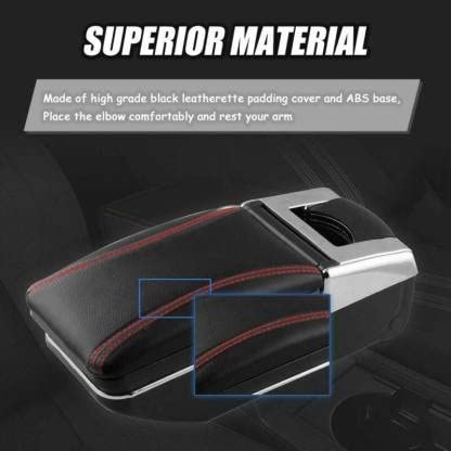XZRTZ Black Leather Big Storage Armrest Box Front Center Console with Adjustable Bracket