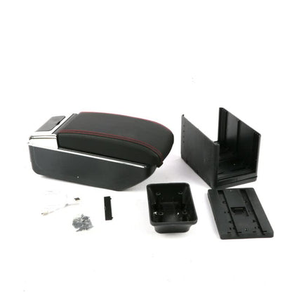 XZRTZ Black Leather Big Storage Armrest Box Front Center Console with Adjustable Bracket