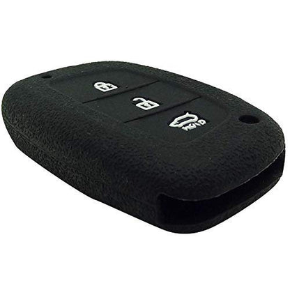 Car Silicone Rubber Key Cover for Hyundai Creta / i20 Elite - (Black)
