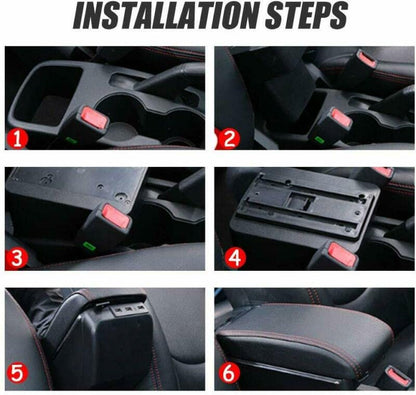 XZRTZ Black Leather Big Storage Armrest Box Front Center Console with Adjustable Bracket