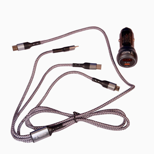 BLUZON Quick Car Charger 5.4A Super-fast with 3 in 1