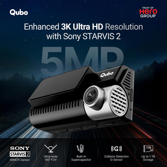 Qubo Car Dashcam Pro 3K with Sony STARVIS 2 IMX675 Sensor