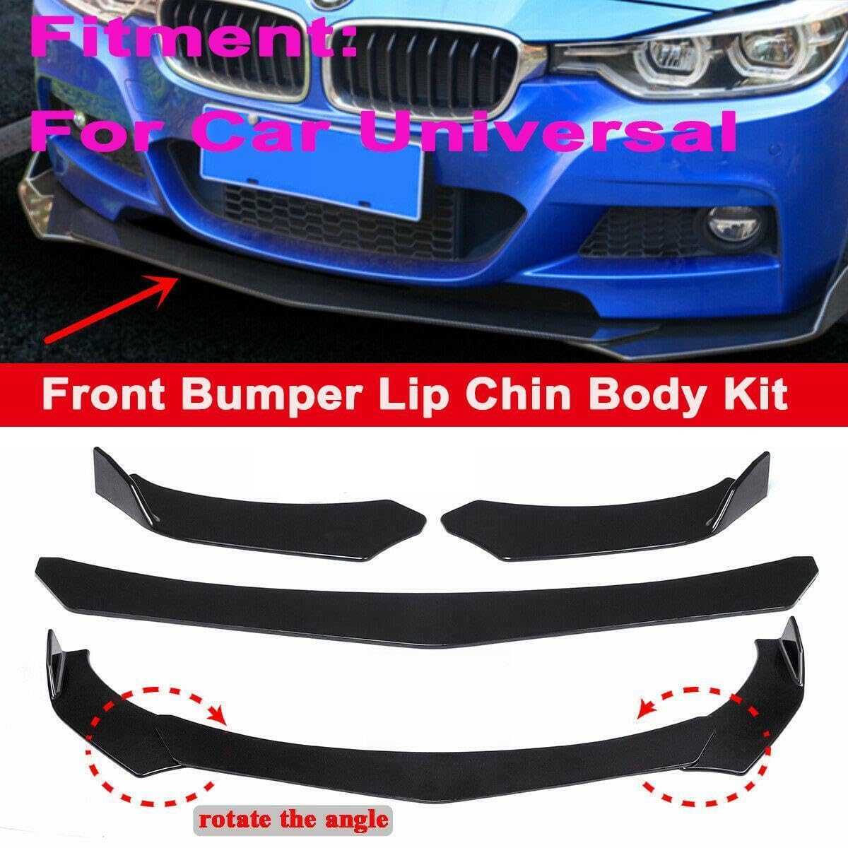 AUTO MT Universal JDM 3-pcs Front Bumper Splitter