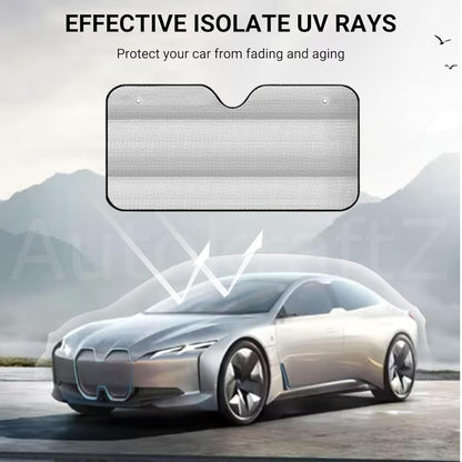 AutokraftZ Sunshade for Front Windshield Foldable Cool Reflective Sun Blocker for Car Interior Block 98% UV Rays Premium Aluminum Foil Heat Insulation Sun Shade Perfect for Car, Van,SUV(51x23inch)