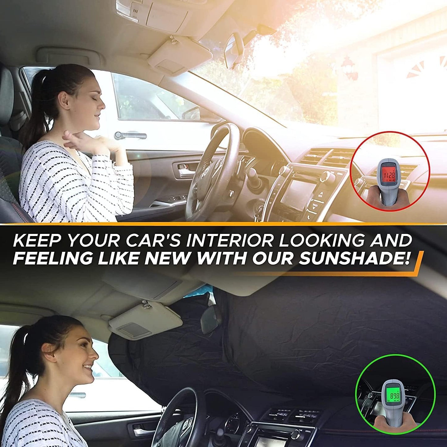 HSR Car Windshield Sun Shade Cover for Front Window with UV Protection, Foldable and Retractable Sun Visor Keeps Car Cool, Universal Fit (Size : 58 x 27 Inch)