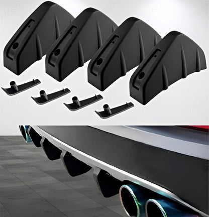 HUUSO 4 Pack Shark Fin Rear Bumper Diffuser Black