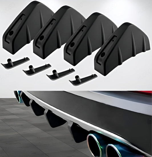 HUUSO 4 Pack Shark Fin Rear Bumper Diffuser Black