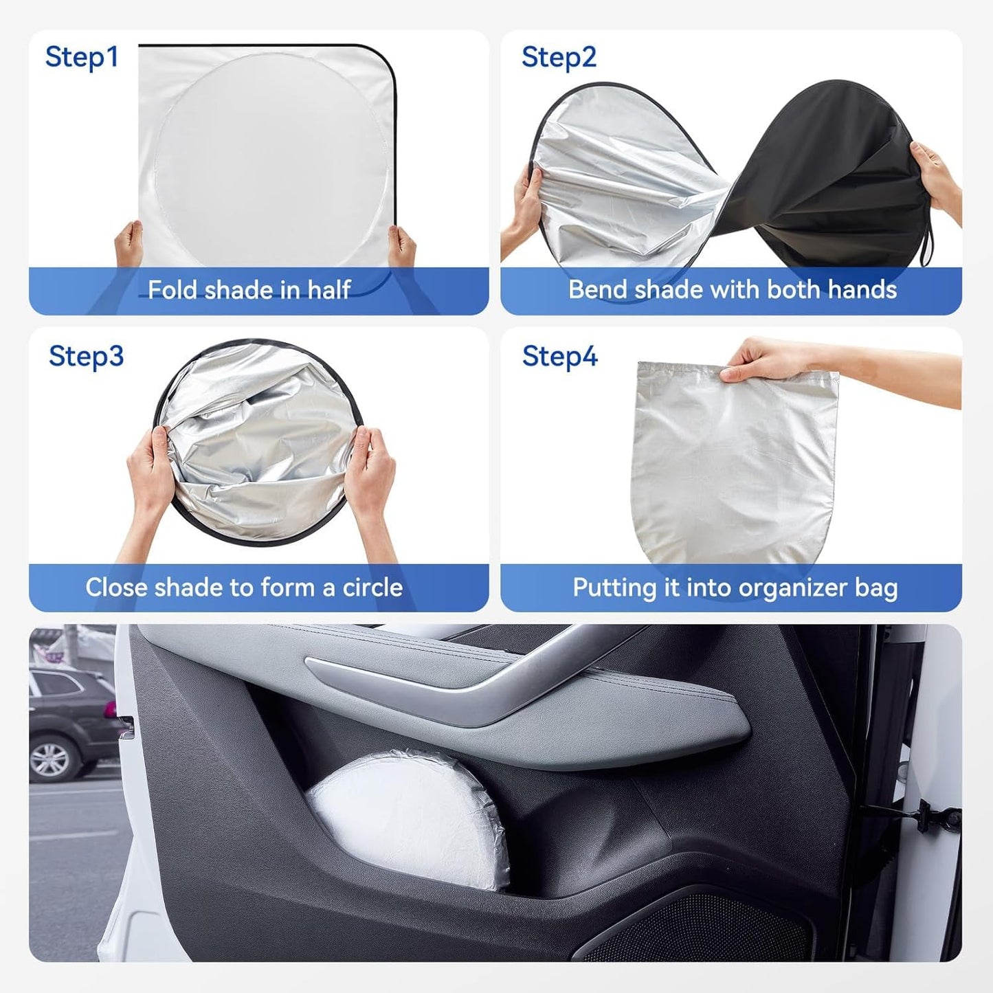 HSR Car Windshield Sun Shade Cover for Front Window with UV Protection, Foldable and Retractable Sun Visor Keeps Car Cool, Universal Fit (Size : 58 x 27 Inch)