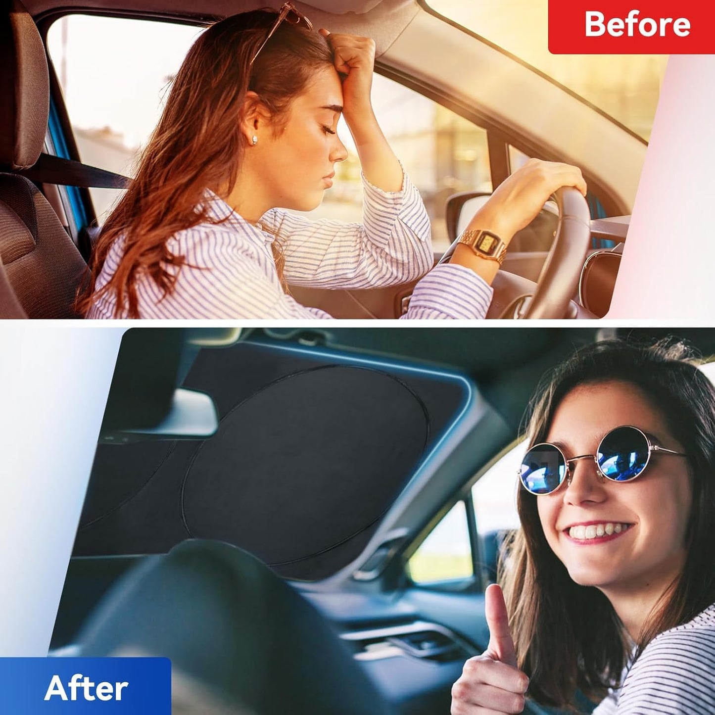 HSR Car Windshield Sun Shade Cover for Front Window with UV Protection, Foldable and Retractable Sun Visor Keeps Car Cool, Universal Fit (Size : 58 x 27 Inch)