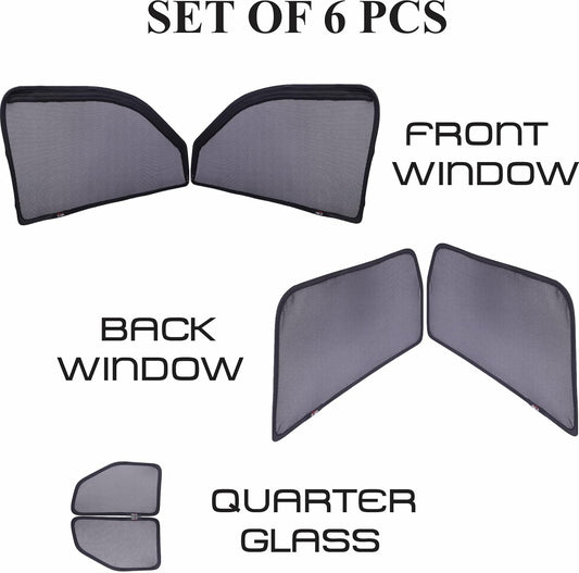 Able Sporty Car Magnetic Sun Shade Curtains with Zipper for Skoda YETI Set of 6