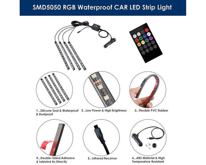 LED RGB Car Interior Decorative Atmosphere Strip Music reactive