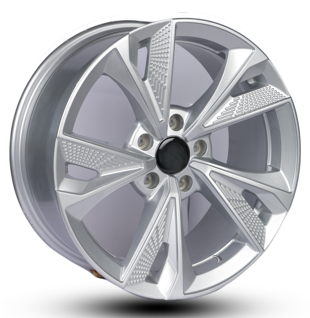 Chrome car wheel rim on a white background
