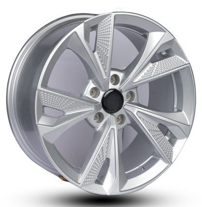 Chrome car wheel rim on a white background