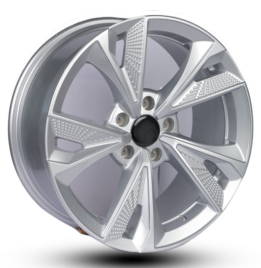Chrome car wheel rim on a white background