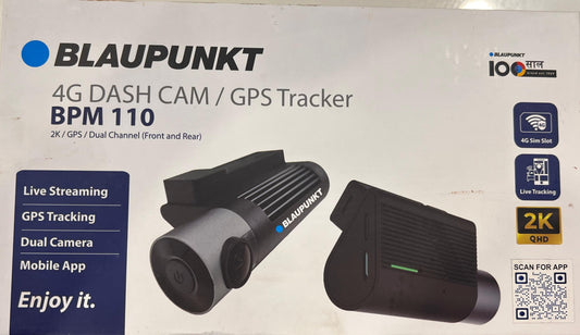 Blaupunkt 4G Dash Cam and GPS Tracker packaging on a white background