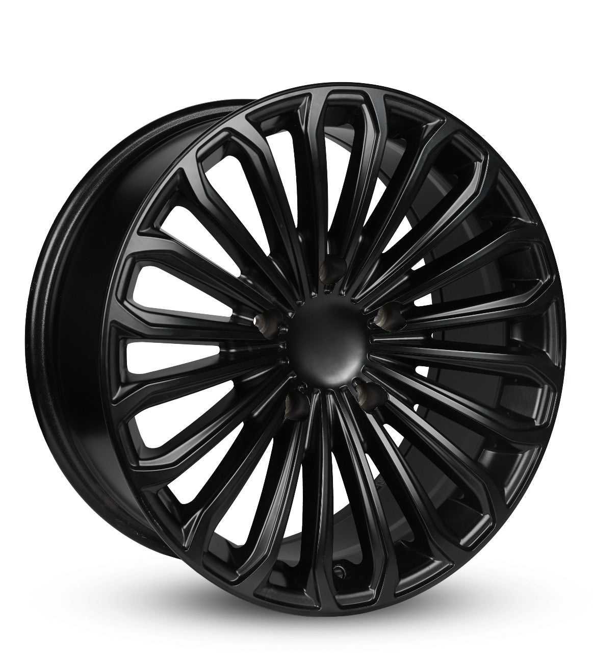 Black alloy wheel on a white background