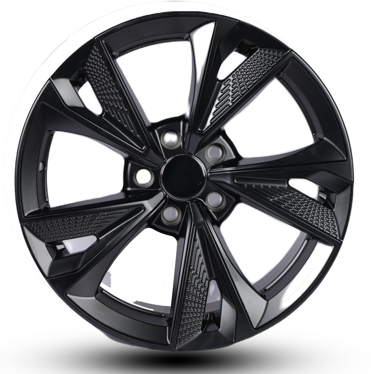 Black car wheel rim on a white background