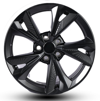 Black car wheel rim on a white background