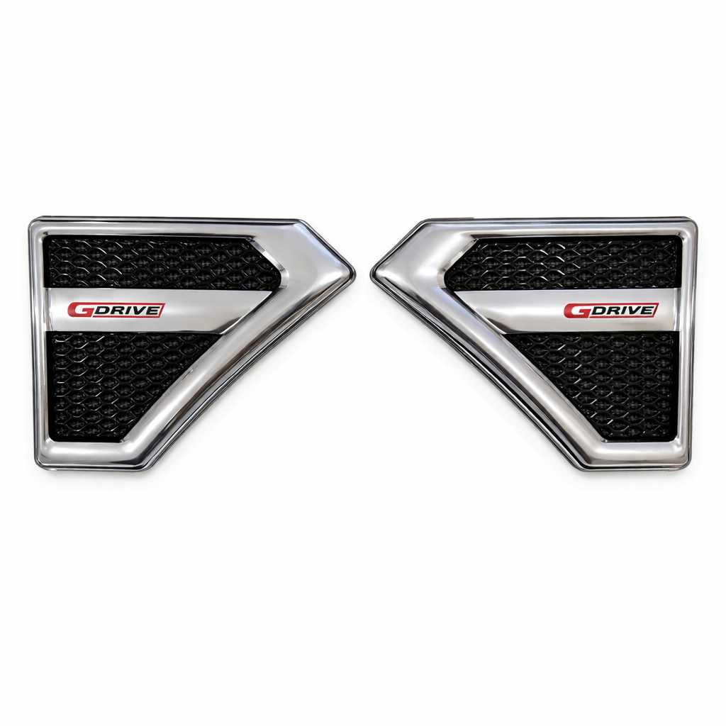 Two G-Drive motorcycle air intakes on a white background