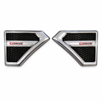 Two G-Drive motorcycle air intakes on a white background