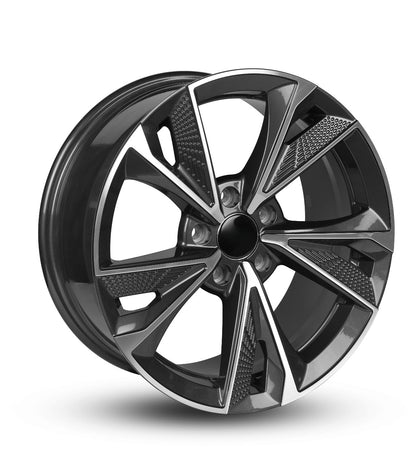 Black alloy wheel on a white background