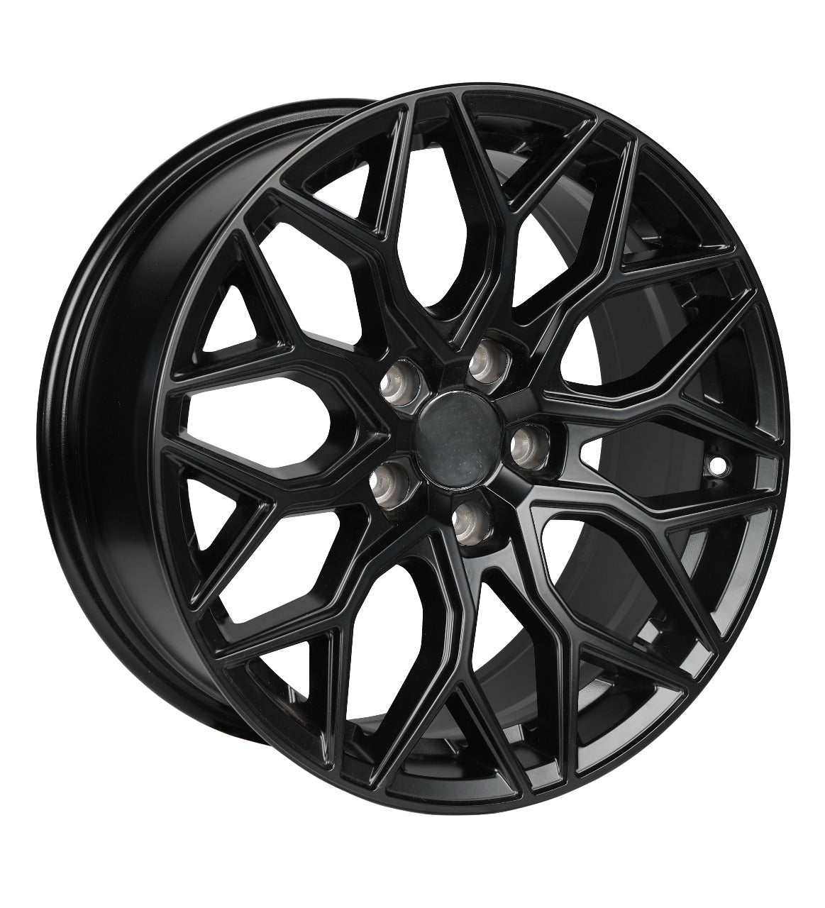 Black alloy wheel on a white background