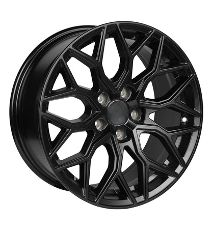 Black alloy wheel on a white background