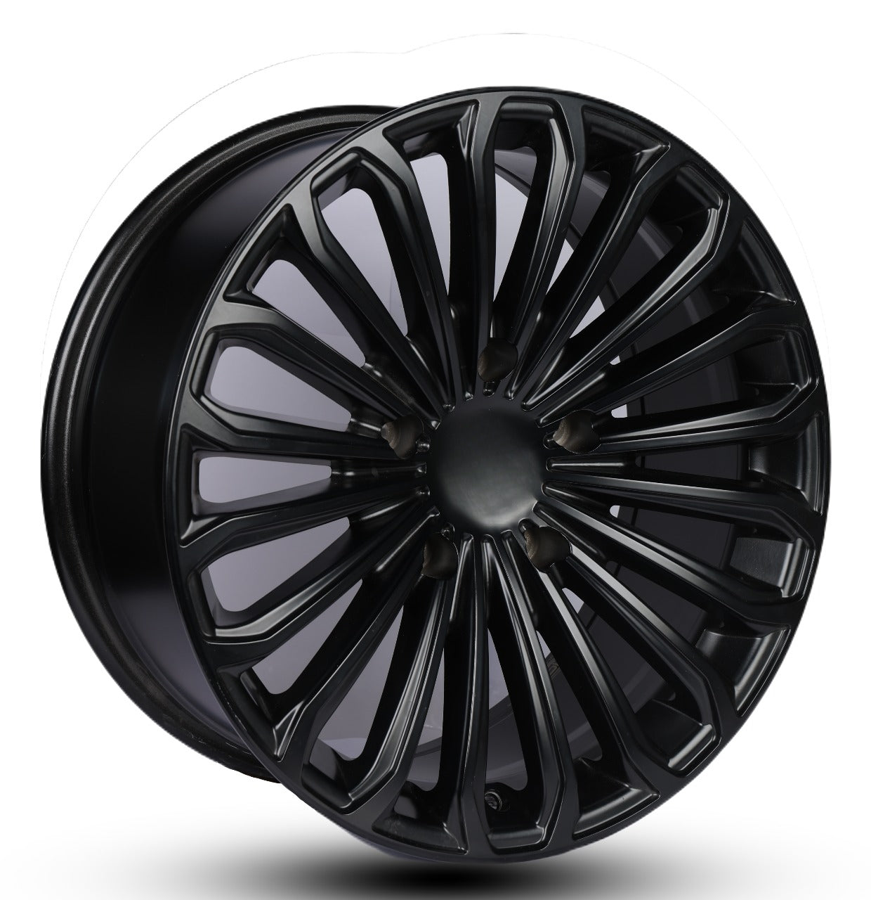 Black alloy wheel on a white background