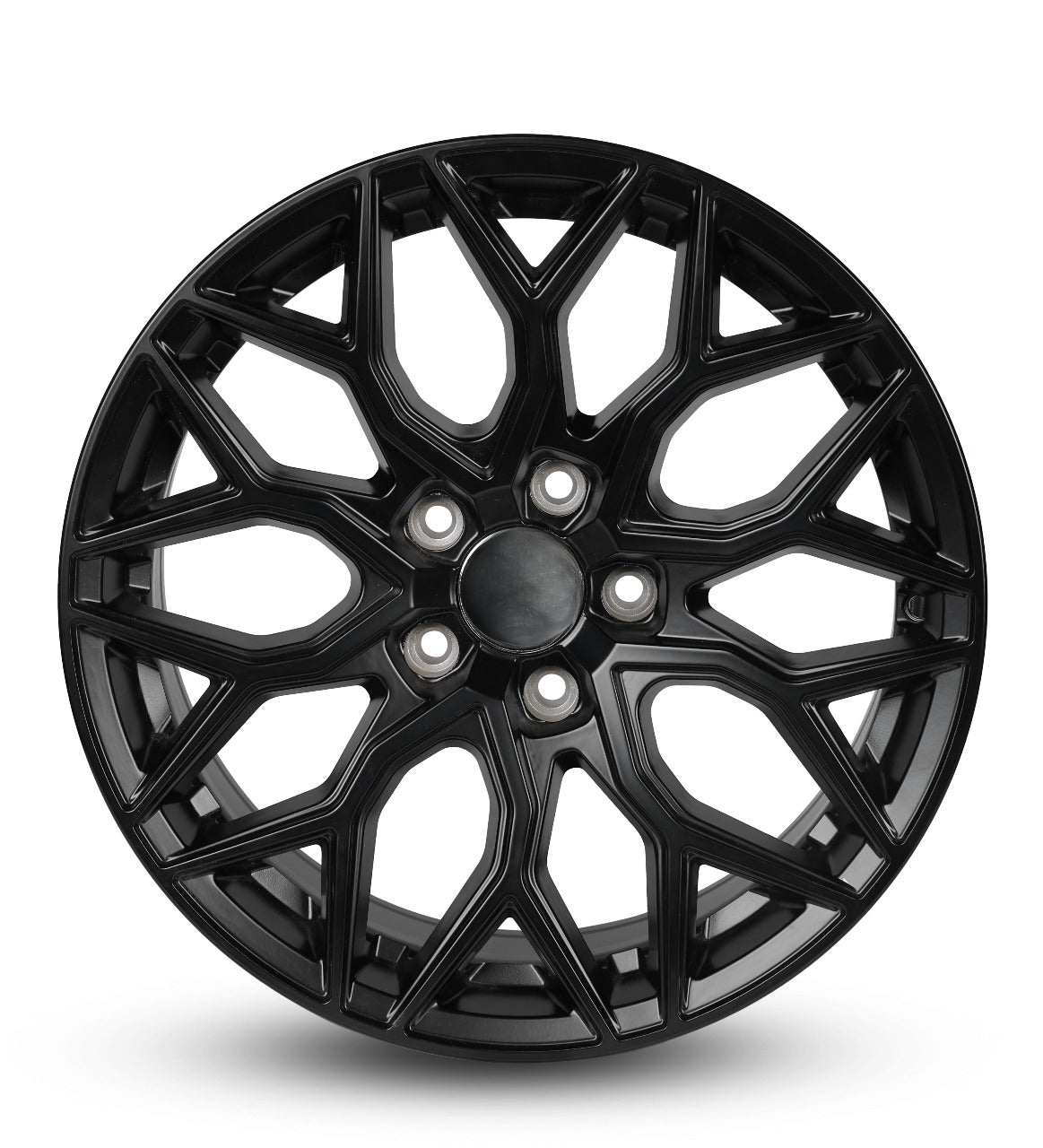 Black alloy wheel on a white background