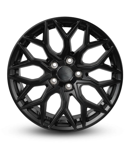 Black alloy wheel on a white background