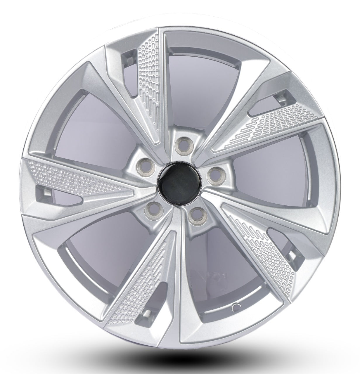 Chrome car wheel rim on a white background