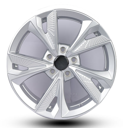 Chrome car wheel rim on a white background