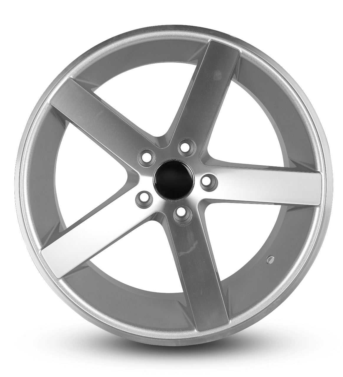 Silver alloy wheel on a white background