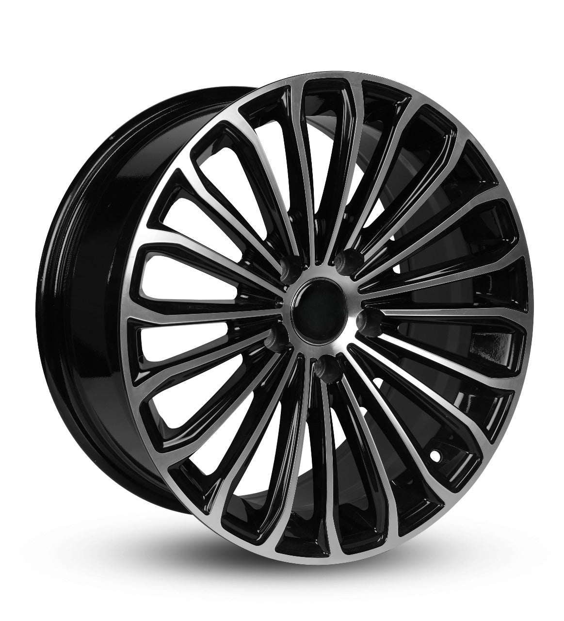 Black alloy wheel rim on a white background