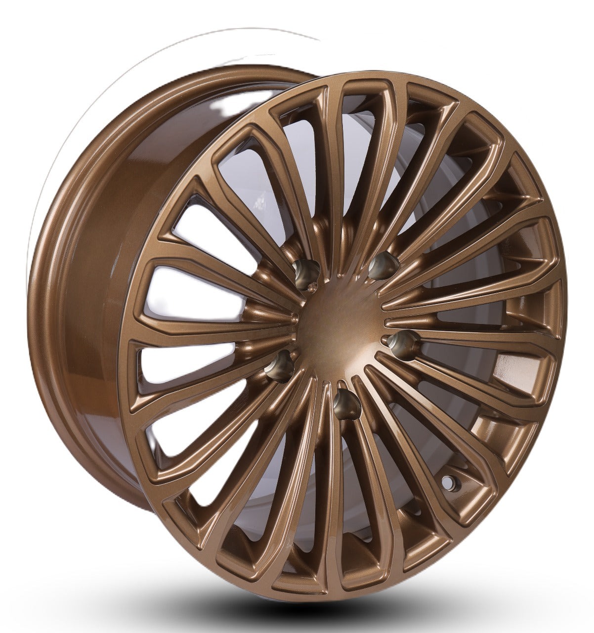 Bronze alloy wheel rim on a white background