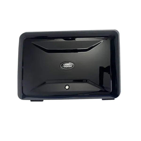 Black Land Rover luggage box on a white background