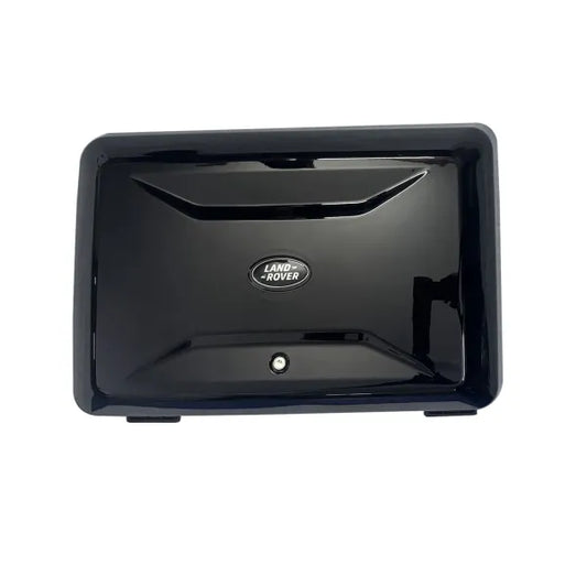 Black Land Rover luggage box on a white background