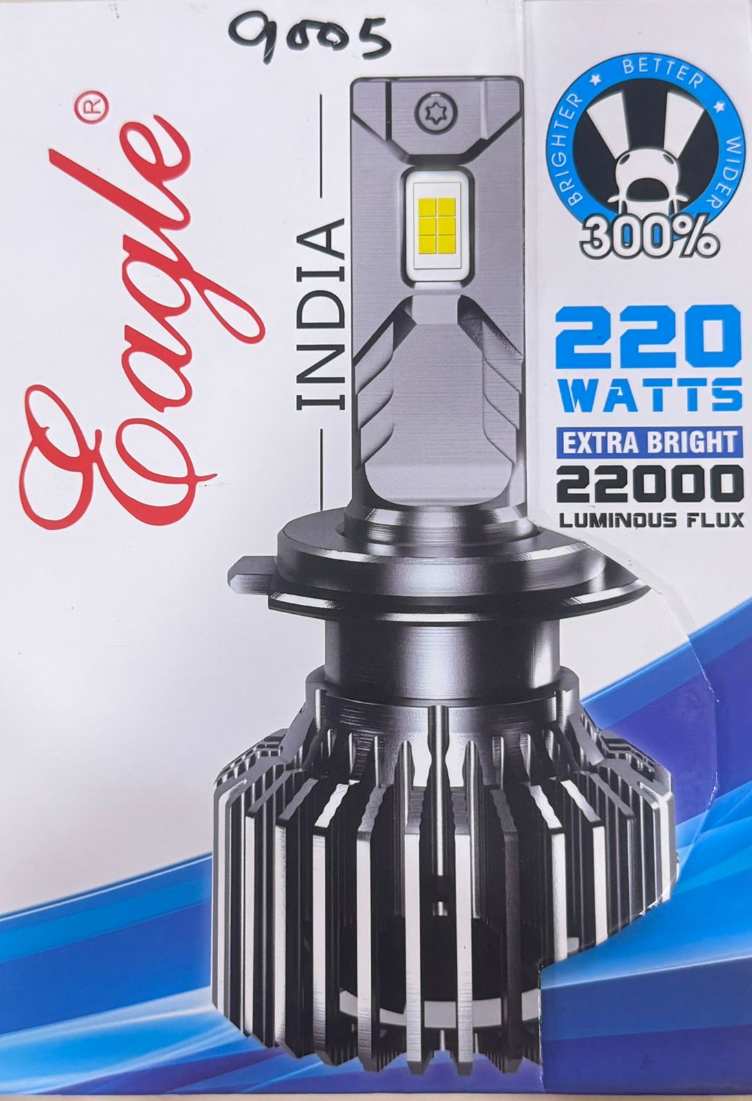 Car headlight bulb packaging with 'Eagle India' branding on a white background